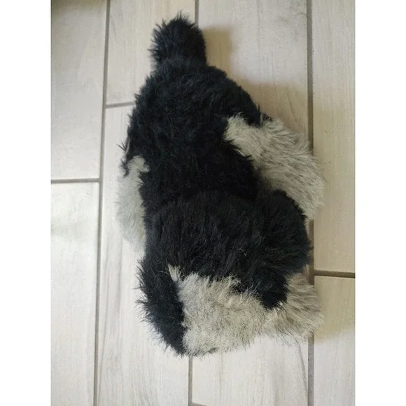 Vintage Gerber Precious Plush Dog Puppy Stuffed Animal Grey Fluffy White Black - Picture 3 of 5